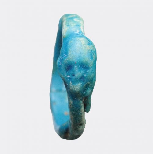 Egyptian Antiquities- Egyptian New Kingdom faience scarab ring