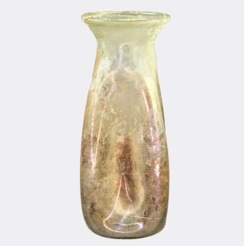 Roman Antiquities - Roman glass vase with compressed cruciform sides