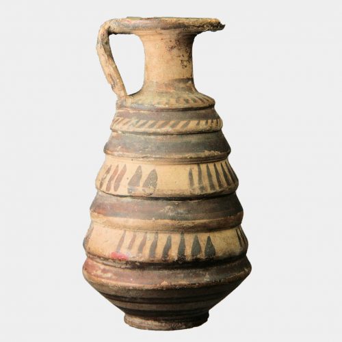 Greek Antiquities - Etrusco-Corinthian painted pottery stepped aryballos