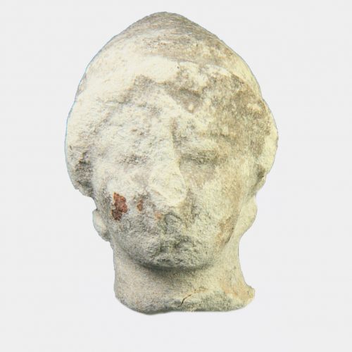 Cypriot Antiquities -Cypriot limestone head with conical head-dress
