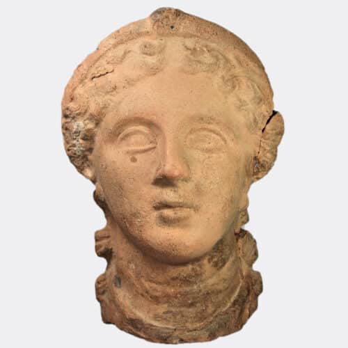 Etruscan Antiquities - Etruscan terracotta votive head of a youth