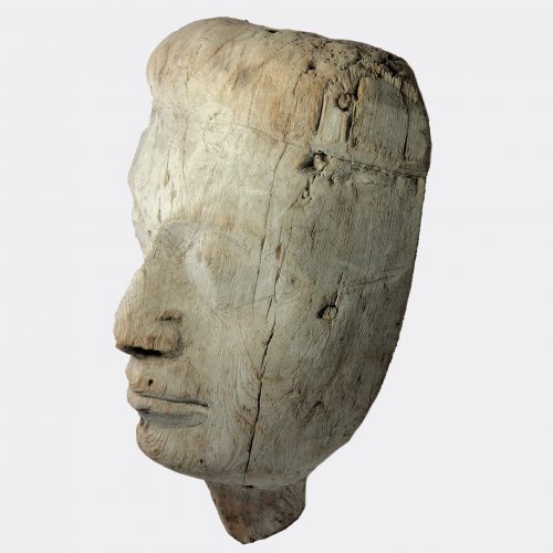 Egyptian Antiquities - Egyptian large carved wood mummy mask