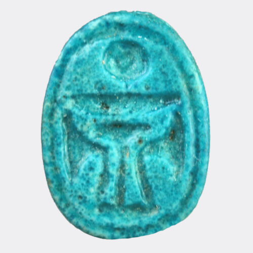 Egyptian Antiquities - Egyptian blue glazed faience scarab