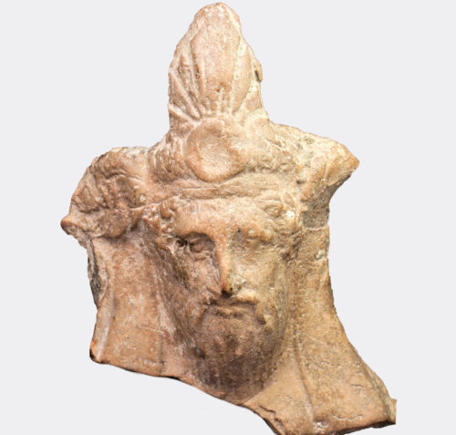 Greek Antiquities - Greek Tarentine pottery head of Dionysos