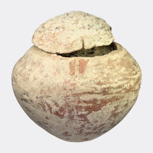 Greek Antiquities - Cycladic Pelos Group pottery pyxis and lid