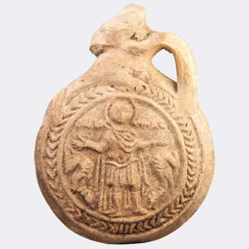 Roman Antiquities - Late Roman / Byzantine large pottery St Menas flask