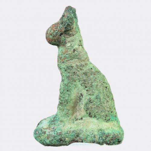 Egyptian Antiquities-Egyptian small bronze seated cat