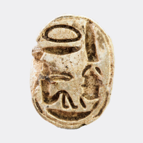 Egyptian Antiquities - Egyptian steatite motto inscription scarab