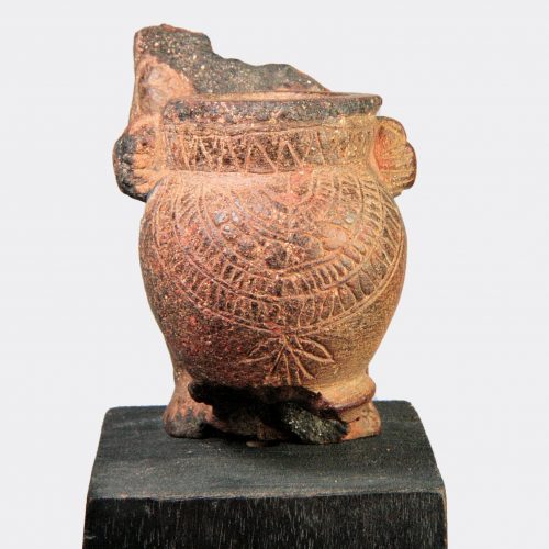 Egyptian Antiquities - Egyptian Amarna Bes with kohl vase