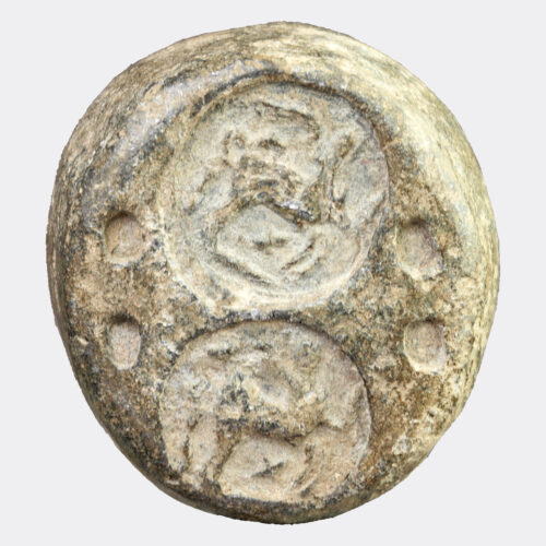Roman Antiquities - Roman lead tessera with centaur and star decoration