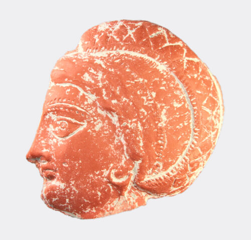Roman Antiquities - Roman red slip ware pottery female head fragment