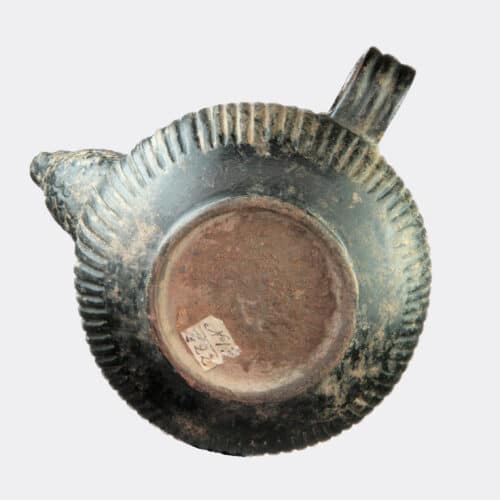 Greek Antiquities - Greek pottery guttus with lion head spout