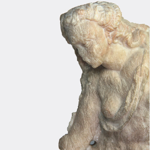 Miscellaneous Antiquities - Etruscan alabaster relief fragment depicting an Amazon