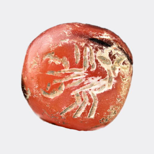 Sassanian cornelian stamp seal with scorpion