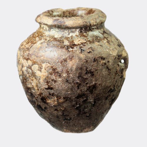 Egyptian Antiquities - Egyptian glazed faience cosmetic jar