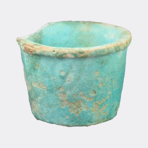 Egyptian Antiquities - Egyptian blue glazed faience cup