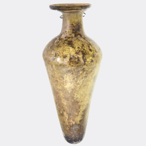 Roman Antiquities - Roman amphora shaped dark green glass vase