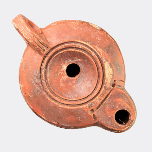 Roman Antiquities - Roman brown slip pottery oil lamp
