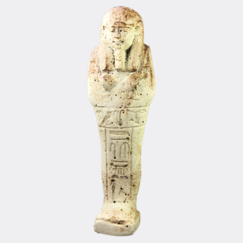 Egyptian Antiquities - Egyptian faience shabti with T-shaped inscription