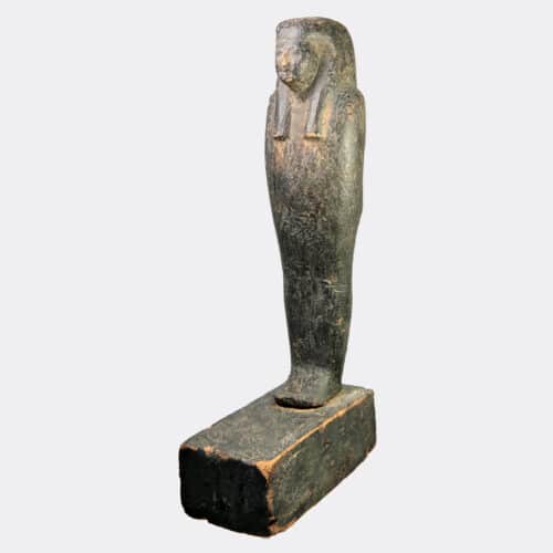Egyptian Antiquities - Egyptian bitumen and wood Ptah-Soker-Osiris figure