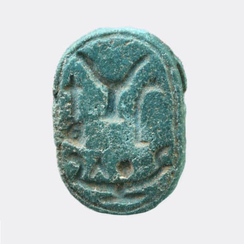 Egyptian Antiquities- Egyptian Blue scarab with New Year inscription