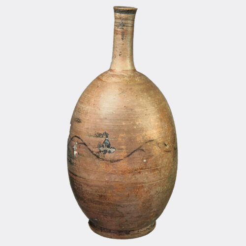 Greek Antiquities - Greek South Italian pottery flask with ivy tendrils