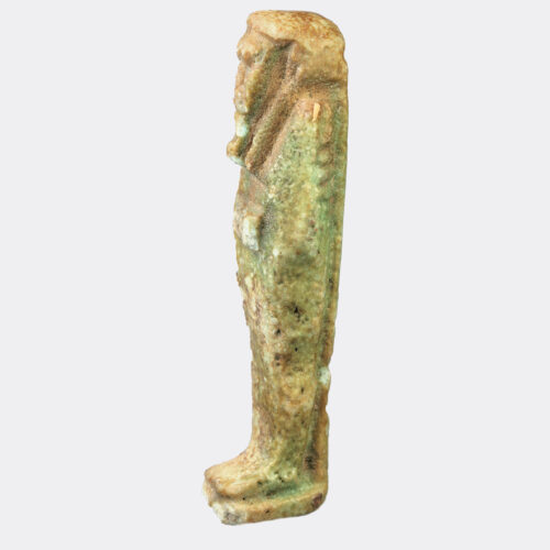 Egyptian Antiquities - Egyptian small faience shabti with inscribed dorsal pillar