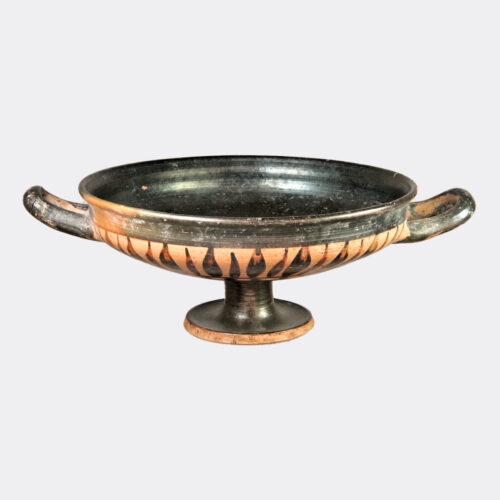Greek Antiquities - Greek Boeotian pottery kylix with ray decoration