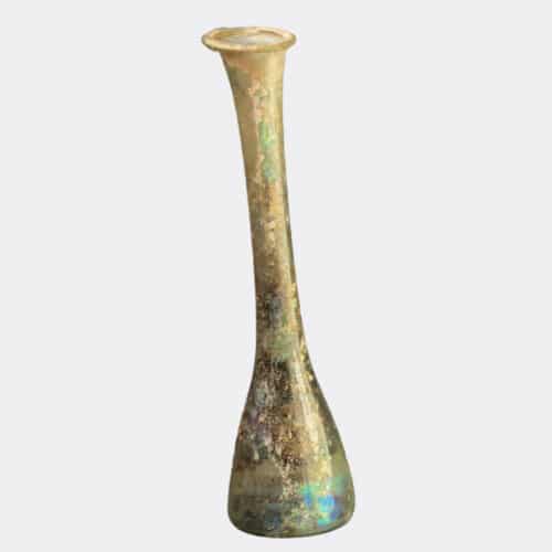 Roman Antiquities - Roman green glass unguentarium flask