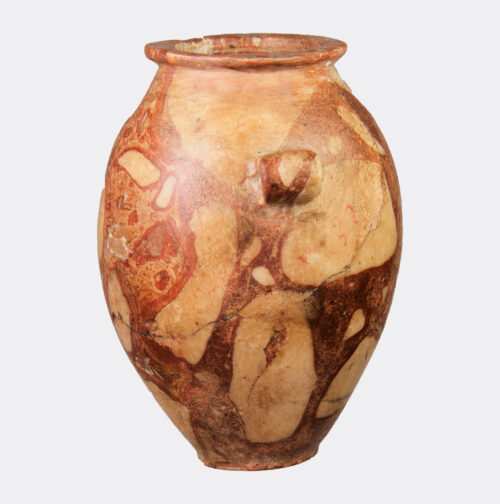 Egyptian Predynastic breccia jar, ex. Joseph Brummer