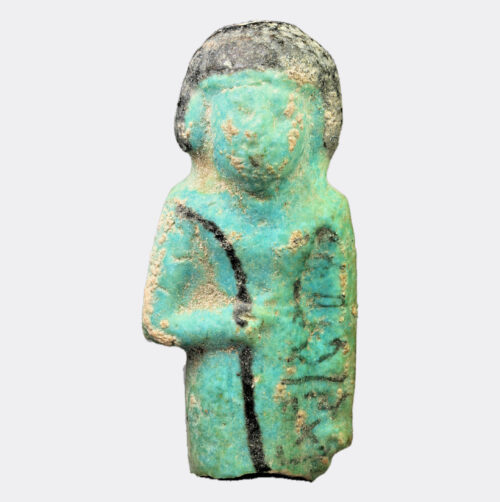 Egyptian Antiquities - Egyptian inscribed faience overseer shabti