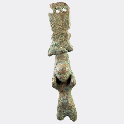 Egyptian Antiquities - Egyptian bronze figure of Bes being carried by a priest
