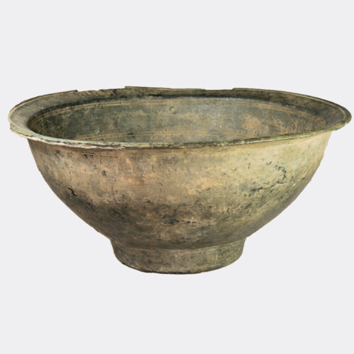 Roman Antiquities - Roman pewter bowl with incised turned decoration