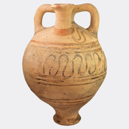 Greek Antiquities - Minoan pottery Linear B inscribed stirrup jar for saffron oil