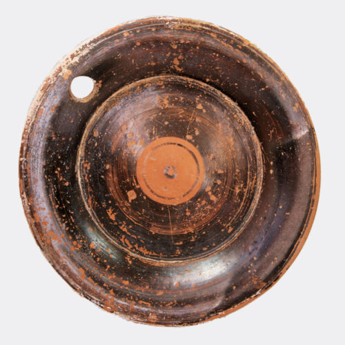 Greek Antiquities - Greek Boeotian brown slip glazed pottery dish