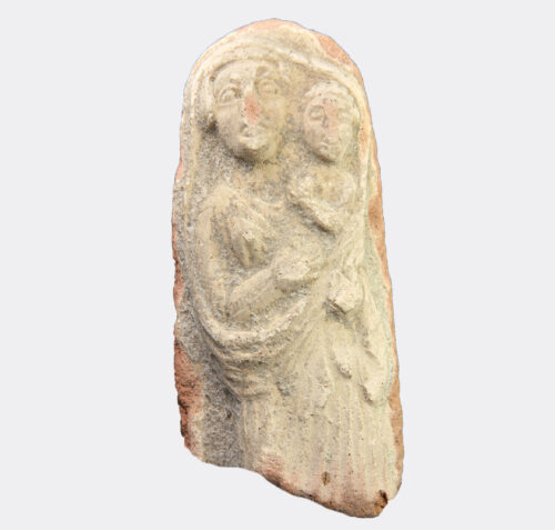 West Asian Antiquities - Levantine votive pottery mother and child plaque