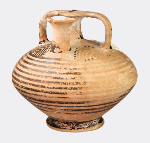 Greek Antiquities - Greek Mycenaean painted pottery stirrup jar