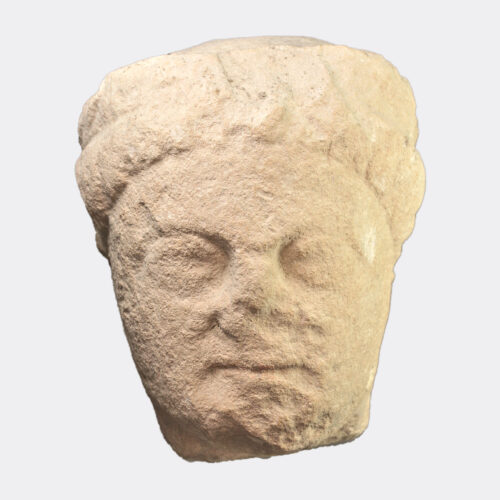 Cypriot Antiquities - Cypriot limestone head of a youth, reputedly ex. Cyprus Museum