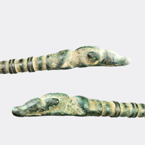 Luristan bronze pin with animal head terminal