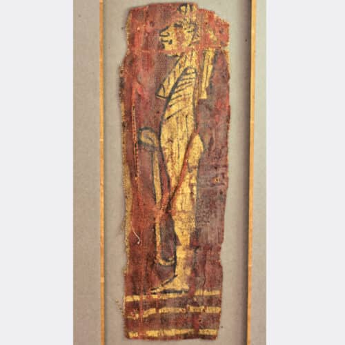 Egyptian gold painted figure of Imsety in 19th Century binder
