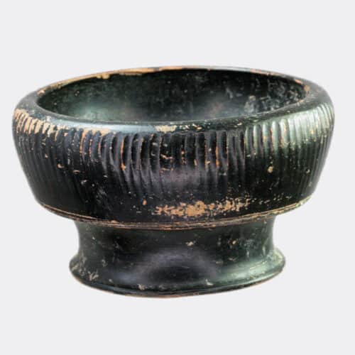 Greek black glazed pottery bowl