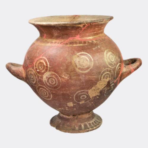 Etruscan painted impasto ware pottery olla