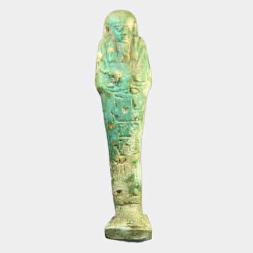 Egyptian Antiquities - Egyptian Late Dynastic faience inscribed shabti