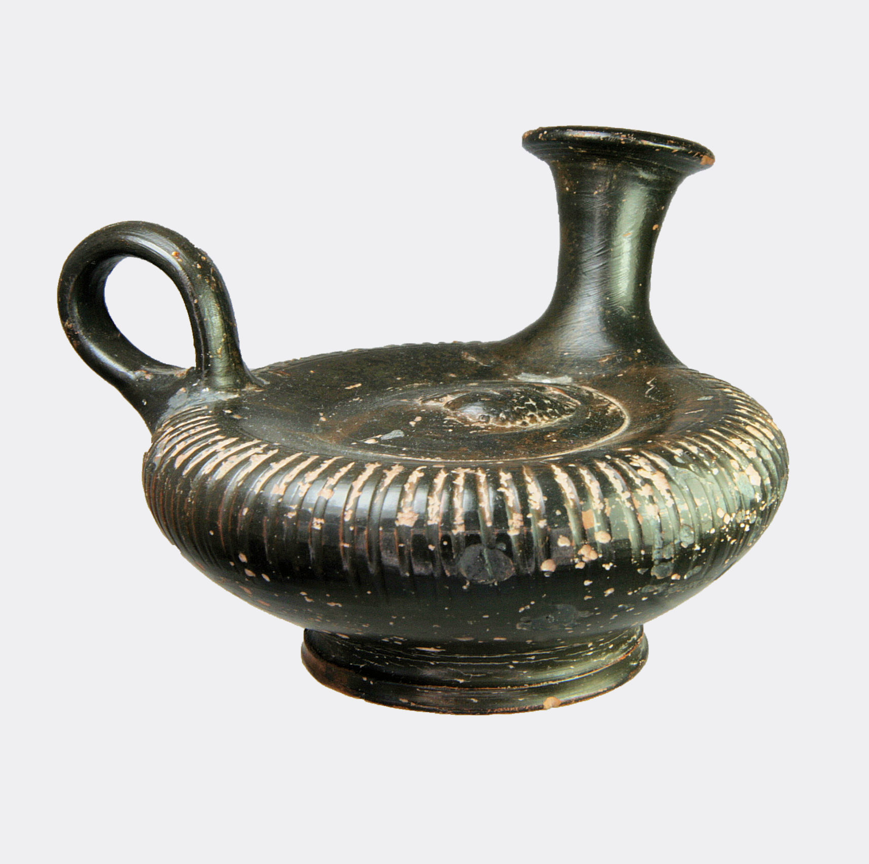 Greek Calene Ware guttus with African head decoration » Helios Gallery