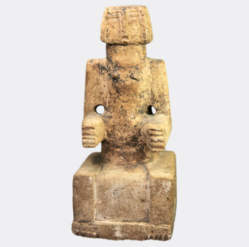 South Arabian Minaean limestone female figure, ex. Dr Mohamed Farsi collection