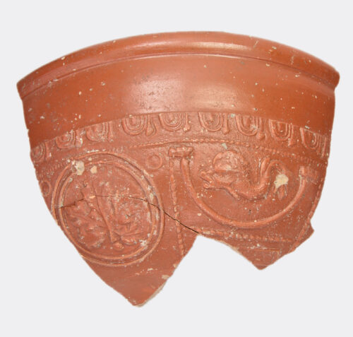 Roman decorated Samian Ware with inscription