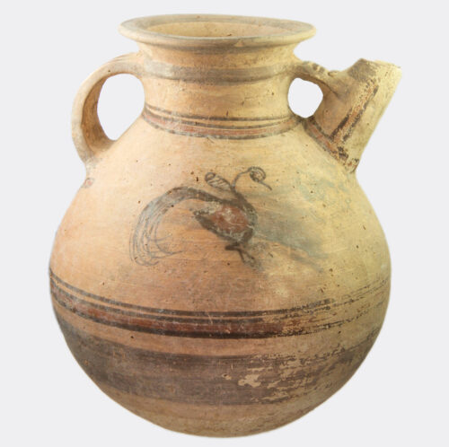 North Mesopotamian pottery jug with Cypriot style bird painting