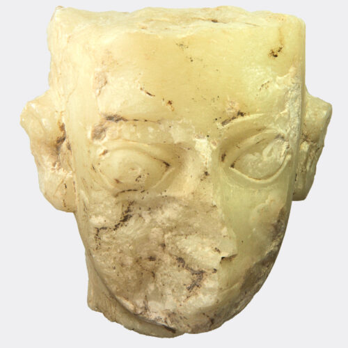 South Arabian Sabaean alabaster head sculpture