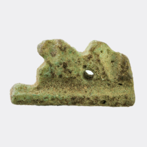 Egyptian faience recumbent lion amulet