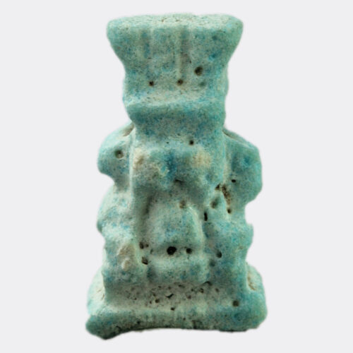 Egyptian blue glazed faience Bes amulet